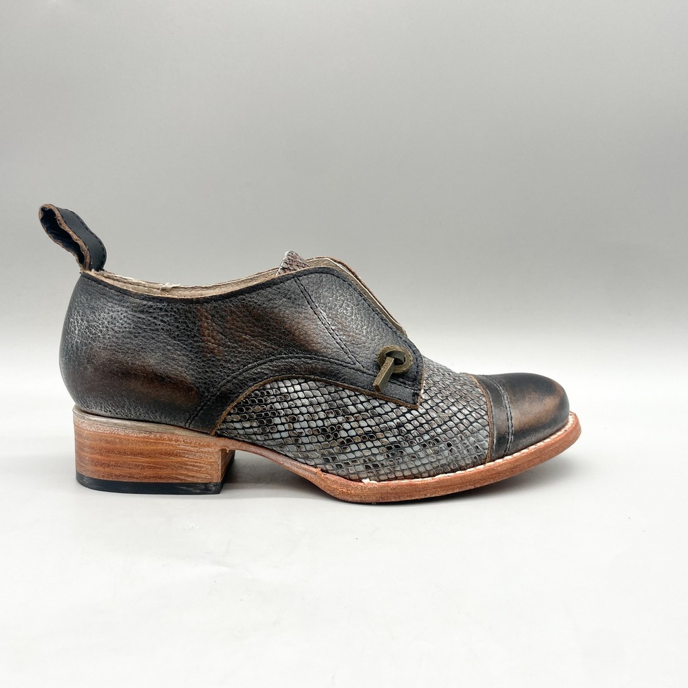 Freebird Steven Womens 6 Mabel Oxford Boots Metallic Snake Print Leather Rustic